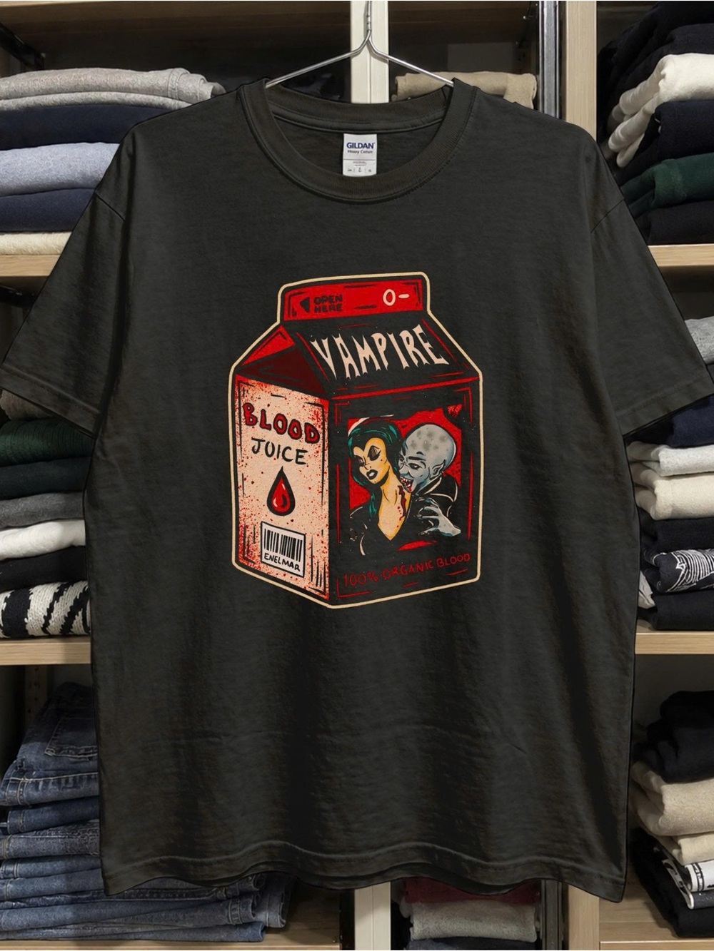 Vintage Vampire Blood Juice Graphic Tee, Gothic Horror Halloween Shirt